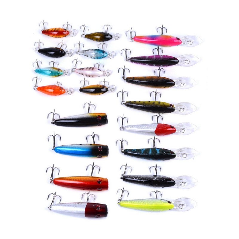 Aorace 20pcs Fishing Lures Kit Mixed Including Minnow Popper Crank Baits with Hooks for Saltwater Freshwater Trout Bass Salmon Fishing - Image 3